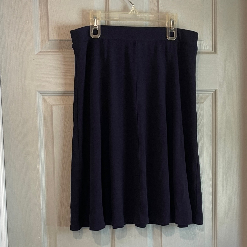Talbots Women's Medium Petite Dark Navy Blue A-Line Knee Length Stretchy Skirt